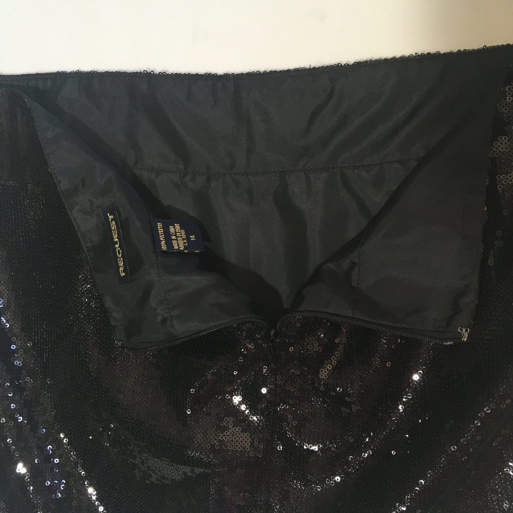 Black Sequin Mini Skirt - XL - Picture 8 of 11